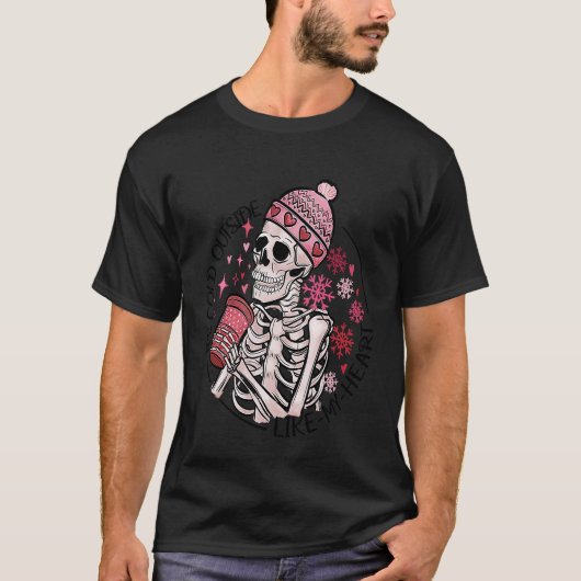 スケルトンアンチバレンタインデーとコーヒー Tシャツ (正面)