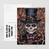 スケルトンインスタイルハロウィーン招待状はがき シーズンポストカード (正面/裏面)