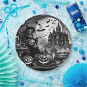 スケルトンウィッチカボチャ ペーパープレート (パーティー)