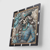 スケルトンエレガントポートレートフローラの背景 スクエア壁時計 (傾斜)