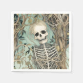 スケルトンエレガントヴィンテージハロウィーン スタンダードカクテルナプキン (正面)