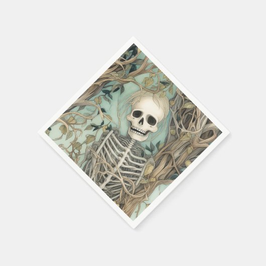 スケルトンエレガントヴィンテージハロウィーン スタンダードカクテルナプキン (角)