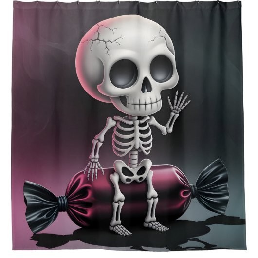 スケルトンオンキャンディシャワーカーテン シャワーカーテン (正面)