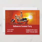 スケルトンオンモーターバイクハロウィーン招待状 招待状 (正面)