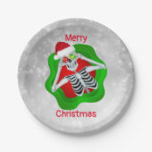 スケルトンオーナメントアイズサンタハットホワイトサークル ペーパープレート (正面)