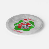 スケルトンオーナメントアイズサンタハットホワイトサークル ペーパープレート (アングル)