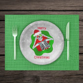 スケルトンオーナメントアイズサンタハットホワイトサークル ペーパープレート