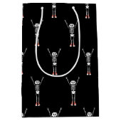 スケルトンカッコいいハロウィーンデザイン ミディアムペーパーバッグ (正面)