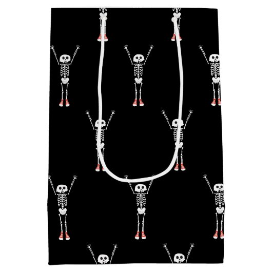スケルトンカッコいいハロウィーンデザイン ミディアムペーパーバッグ (裏面)
