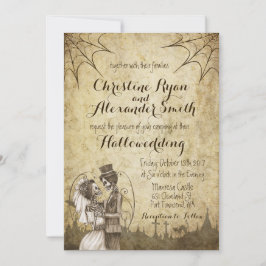スケルトンカップルとのハロウィーン結婚式招待状 招待状