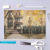 スケルトンカップルのハロウィーンデカップージティッシュペーパー 薄葉紙 (クラフト)