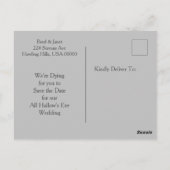 スケルトンカップルの日付の保存 ポストカード (裏面)