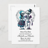 スケルトンカップルセーブ・ザ・デート案内 ポストカード (正面/裏面)