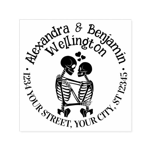 スケルトンカップル受け入れ名差出人住所 セルフインキングスタンプ (デザイン)