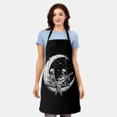 スケルトンカップル月のギター エプロン (着用した状態)