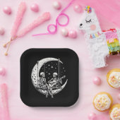 スケルトンカップル月のギター ペーパープレート (パーティー)