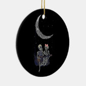 スケルトンカップル月のスイングス遊ギターハロウィー セラミックオーナメント (右)