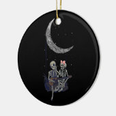 スケルトンカップル月のスイングス遊ギターハロウィー セラミックオーナメント (左)