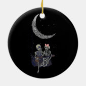 スケルトンカップル月のスイングス遊ギターハロウィー セラミックオーナメント (裏面)