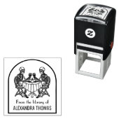 スケルトンカップル飲むワインライブラリのブック名 セルフインキングスタンプ (インサイチュ)