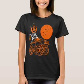 スケルトンカボチャ乗馬モンスタートラックハロウィンCo Tシャツ