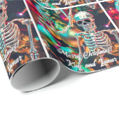 スケルトンカラフルオーナメントクリスマス ラッピングペーパー (ロールコーナー)