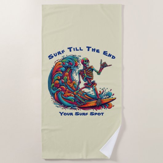 スケルトンカラフルサーファー ビーチタオル (正面)