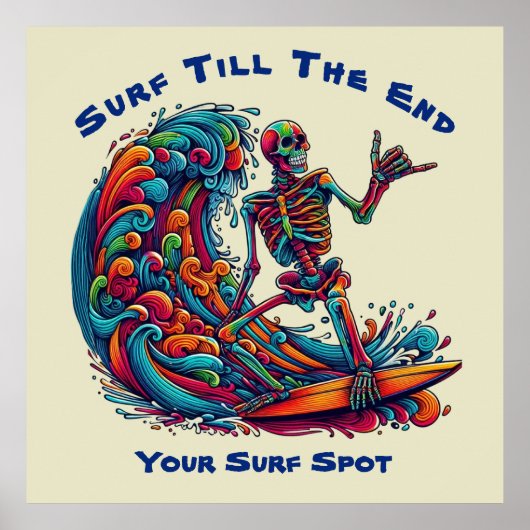 スケルトンカラフルサーファー ポスター (正面)