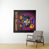 スケルトンカラフルハロウィーンマンガートカボチャ タペストリー (インサイチュ(横))