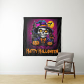 スケルトンカラフルハロウィーンマンガートカボチャ タペストリー (インサイチュ)