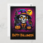 スケルトンカラフルハロウィーンマンガートカボチャ ポストカード (正面/裏面)