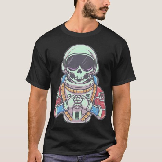 スケルトンカラフル宇宙飛行士 Tシャツ (正面)