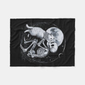 スケルトンキャットスカル子猫キュートゴシックハロウィーンコスト フリースブランケット (正面(横))