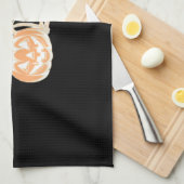 スケルトンキャットスカル子猫キュートハロウィーンデザインクラ キッチンタオル (四つ折り)