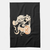 スケルトンキャットスカル子猫キュートハロウィーンデザインクラ キッチンタオル (縦)