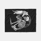 スケルトンキャットスカル子猫キュート幽霊ハロウィンメン フリースブランケット (正面(横))