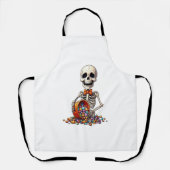 スケルトンキャンディボウルのハロウィーン エプロン (正面)