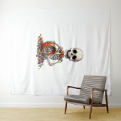 スケルトンキャンディボウルのハロウィーン タペストリー (インサイチュ(横))