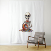 スケルトンキャンディボウルのハロウィーン タペストリー (インサイチュ)