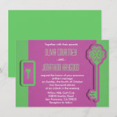 スケルトンキーとロックの結婚式招待状 招待状 (正面/裏面)