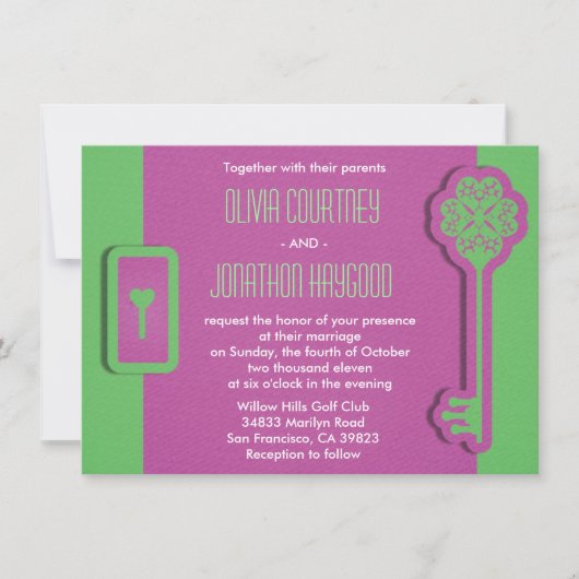スケルトンキーとロックの結婚式招待状 招待状 (正面)