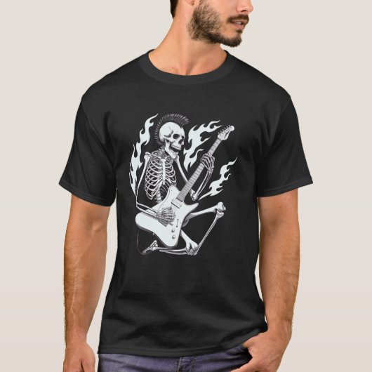 スケルトンギター・ヘヴィメタル Tシャツ (正面)