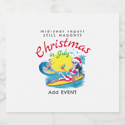 スケルトンクリスマスイン7月ビーチサーフいけな ビールラベル (シングルラベル)