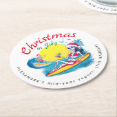 スケルトンクリスマスイン7月ビーチサーフいけな ラウンドペーパーコースター (アングル)