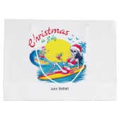 スケルトンクリスマスイン7月ビーチサーフいけな ラージペーパーバッグ (裏面)