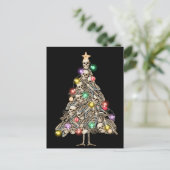 スケルトンクリスマスツリーおもしろい醜いクリスマススケルトン シーズンポストカード (スタンド正面)