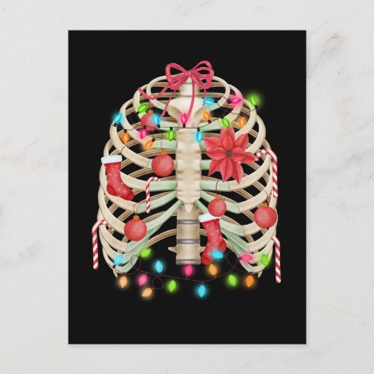 スケルトンクリスマスツリーおもしろい醜いクリスマススケルトン ポストカード (正面)