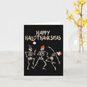 スケルトンクリスマスハロウィーンサンクスギビングおもしろい カード (黄色い花)