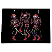 スケルトンクリスマス踊りスケルトンライトメリー ラージペーパーバッグ (正面)