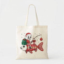 スケルトンクリスマス魚釣りホリデー トートバッグ